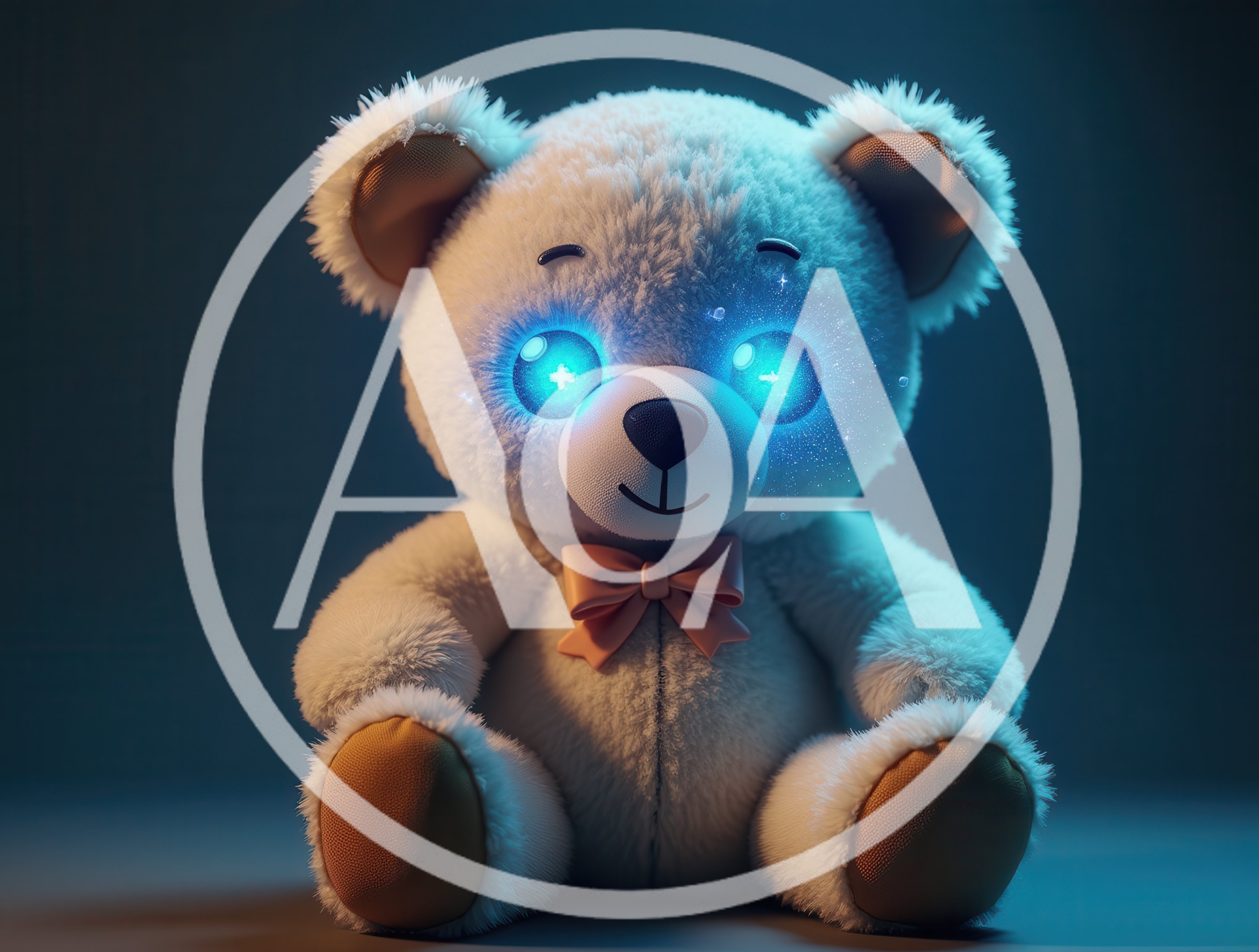Glowing Blue Eyed Teddy Bear With Bow Tie