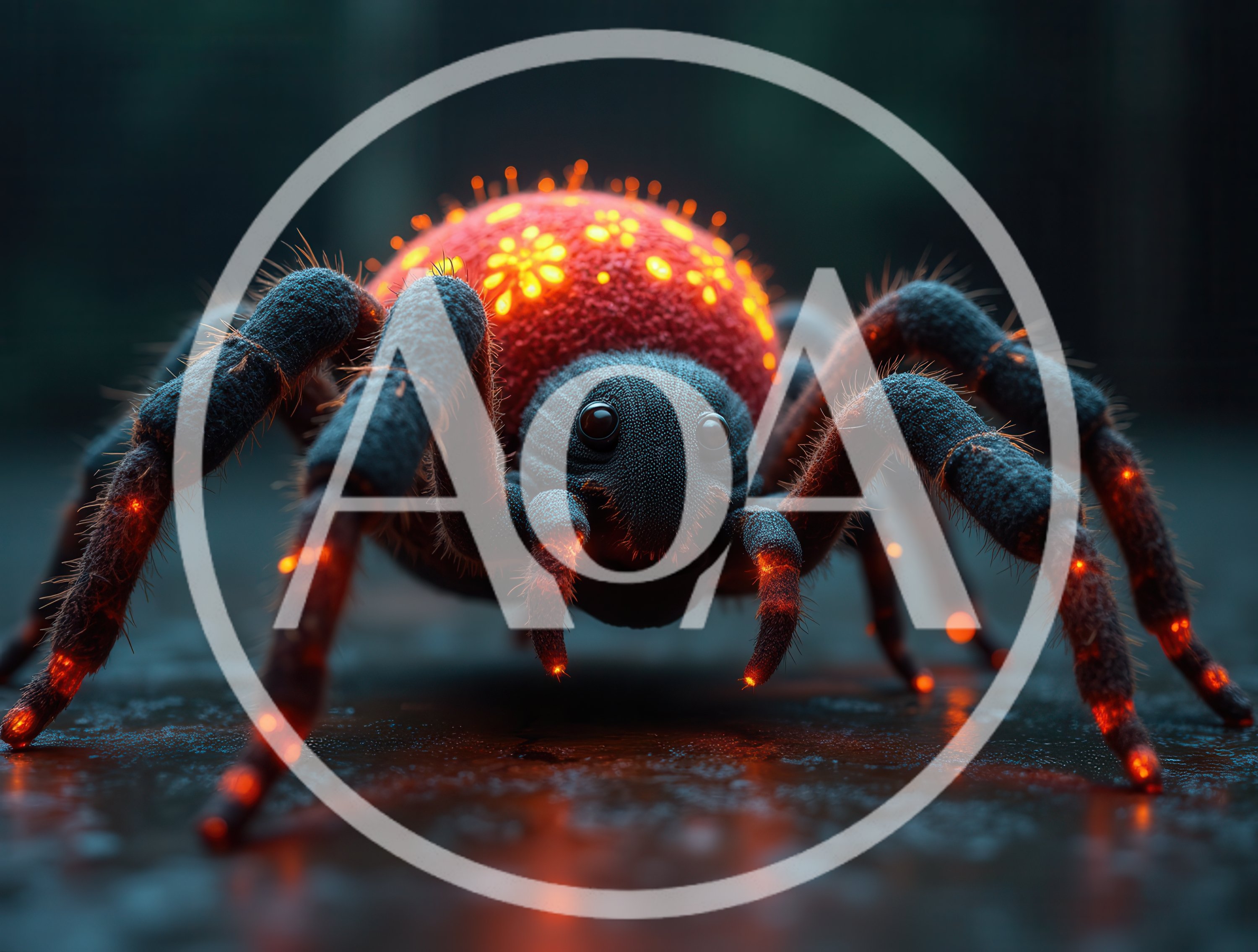 Glowing Red And Black Fantasy Spider