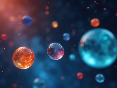Abstract Floating Spheres In Deep Space