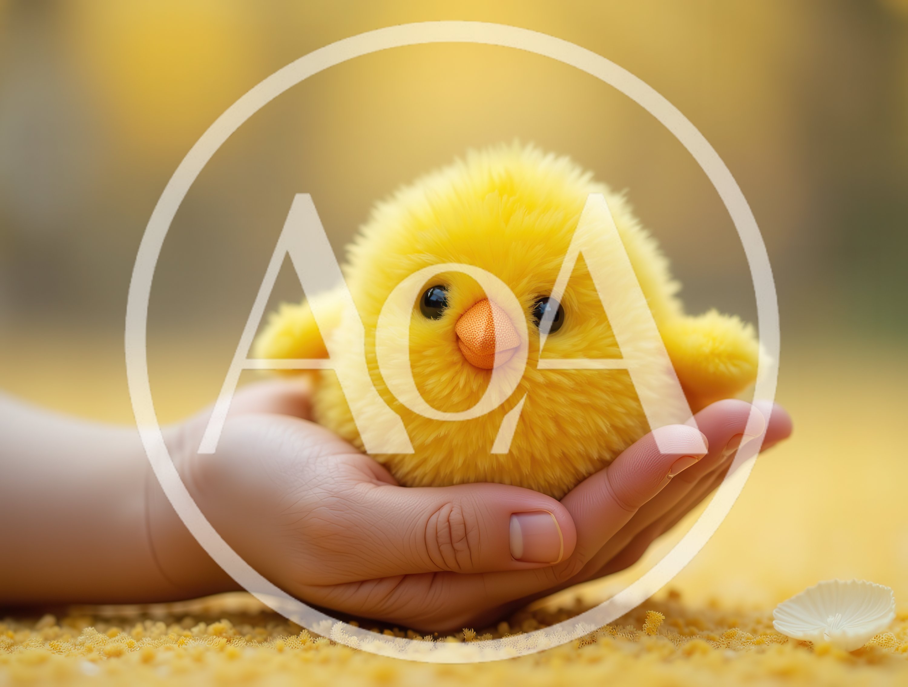 Fluffy Yellow Chick Resting In A Human Hand