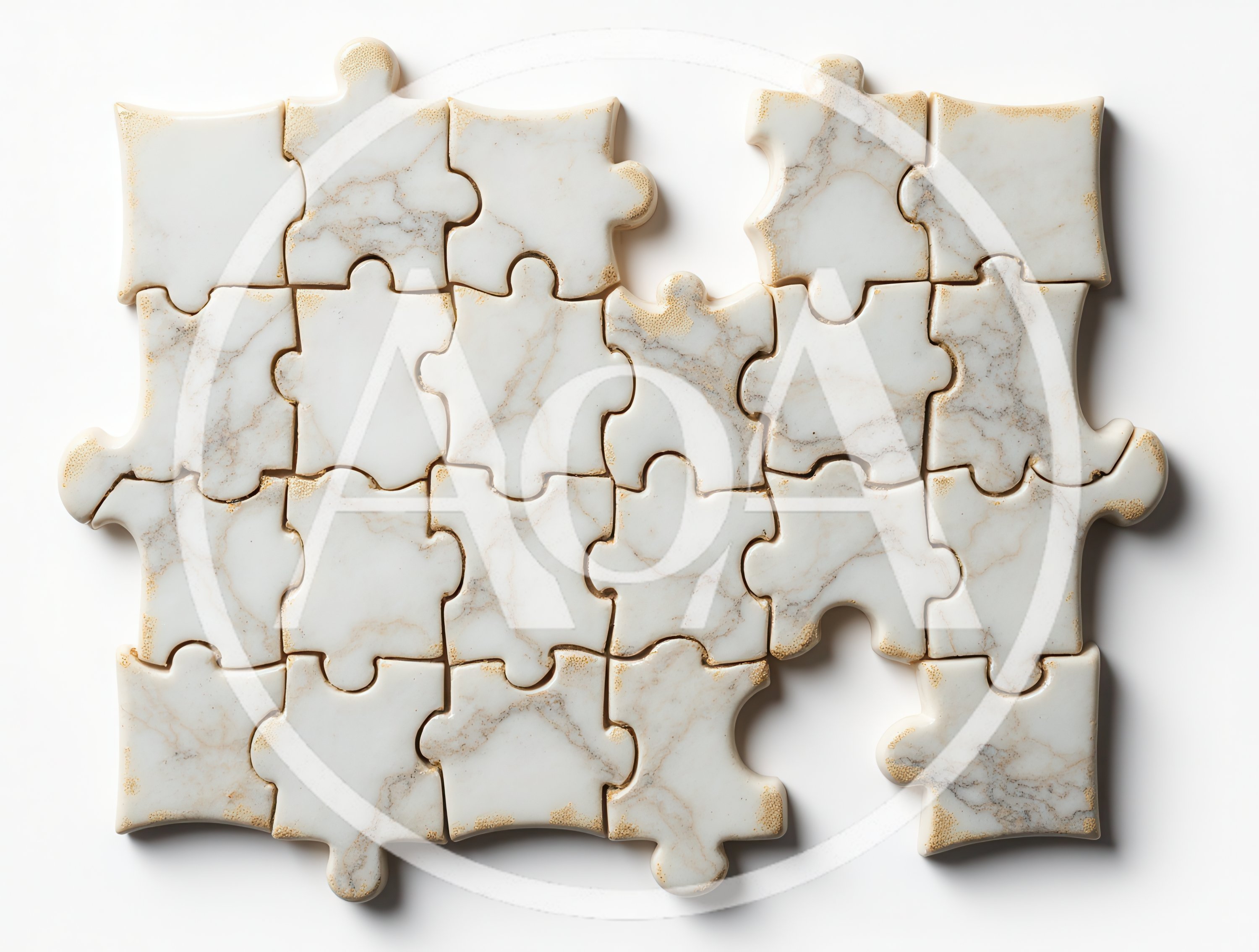 Marble Puzzle Pieces Arranged On White Background