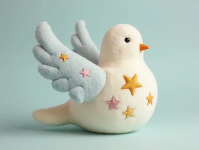 Plush Dove Toy With Embroidered Stars