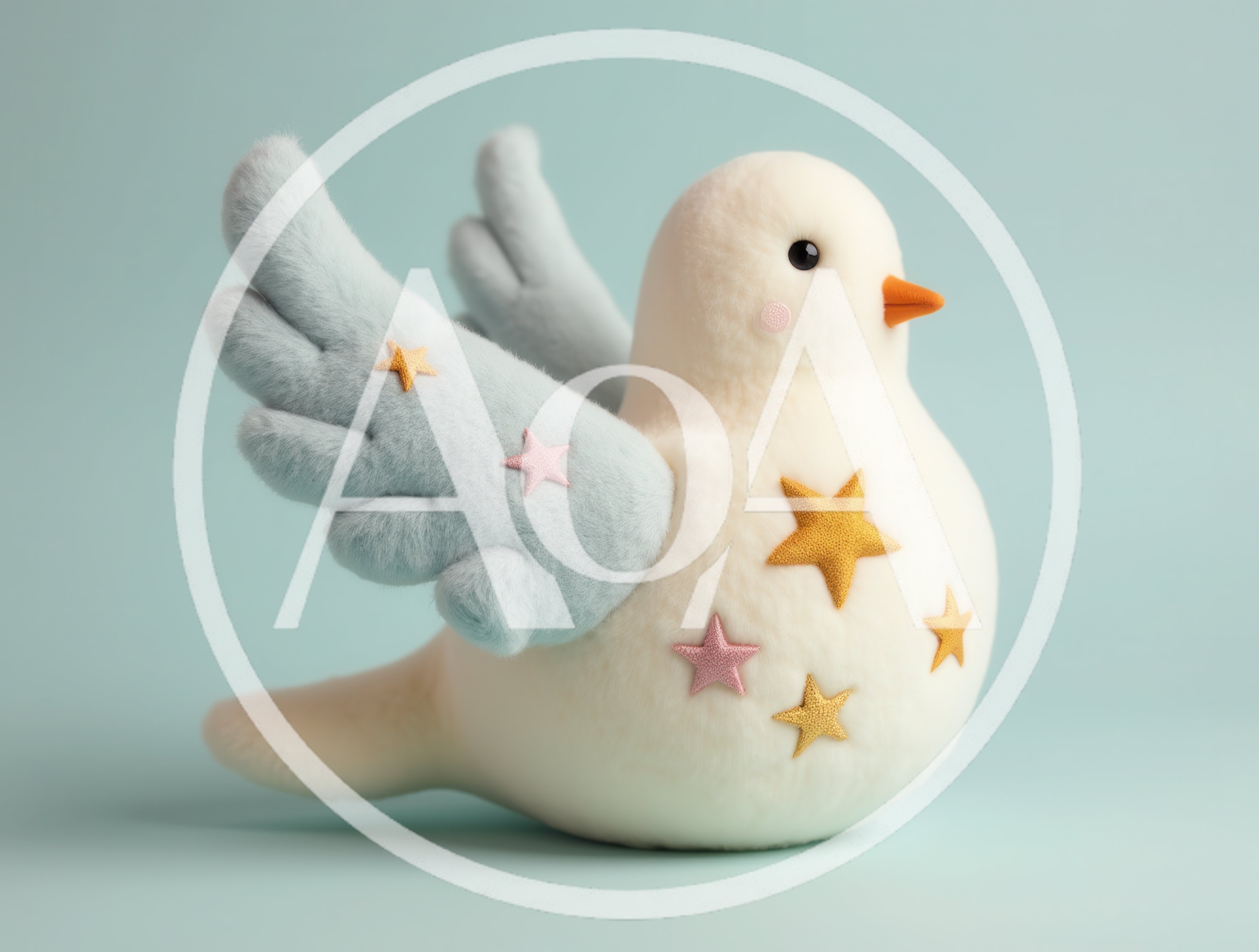 Plush Dove Toy With Embroidered Stars