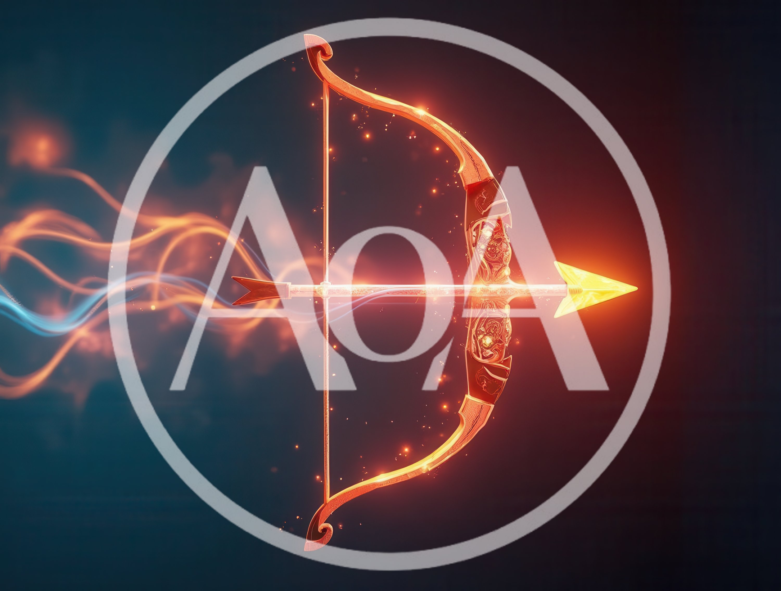 Glowing Magical Bow And Arrow With Energy Trails