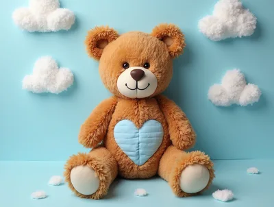 Cute Brown Teddy Bear With Heart Patch