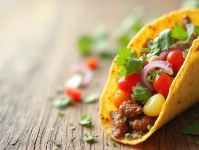 Delicious Hard Shell Taco With Fresh Toppings