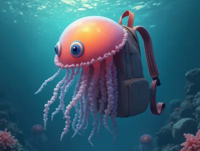 Surreal Jellyfish Backpack Floating Underwater