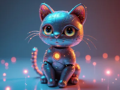 Futuristic Robotic Cat With Glowing Details