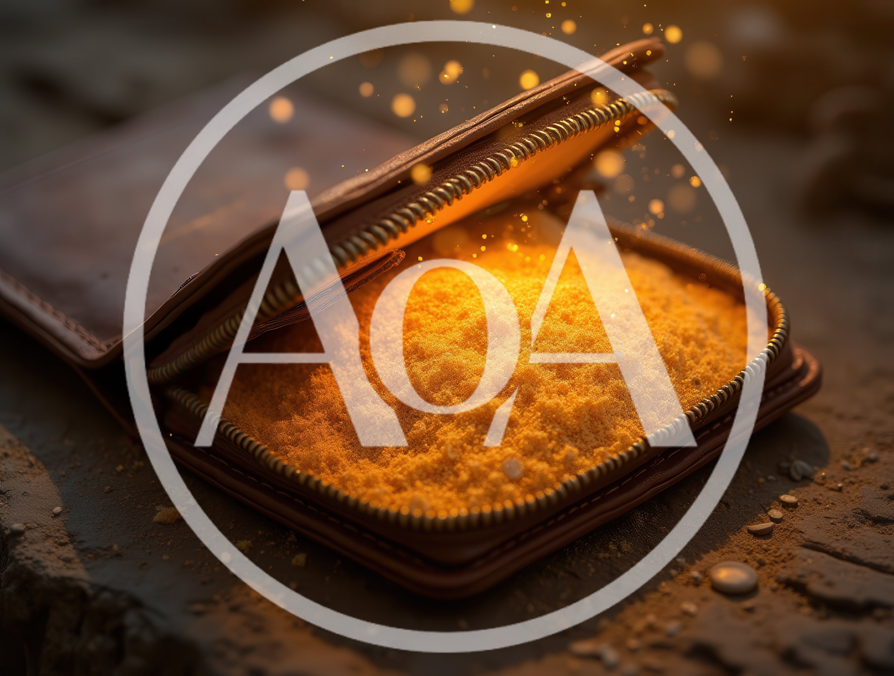 Open Leather Wallet Filled With Glowing Golden Sand