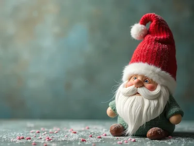 Small Christmas Gnome Figurine On A Snowy Surface