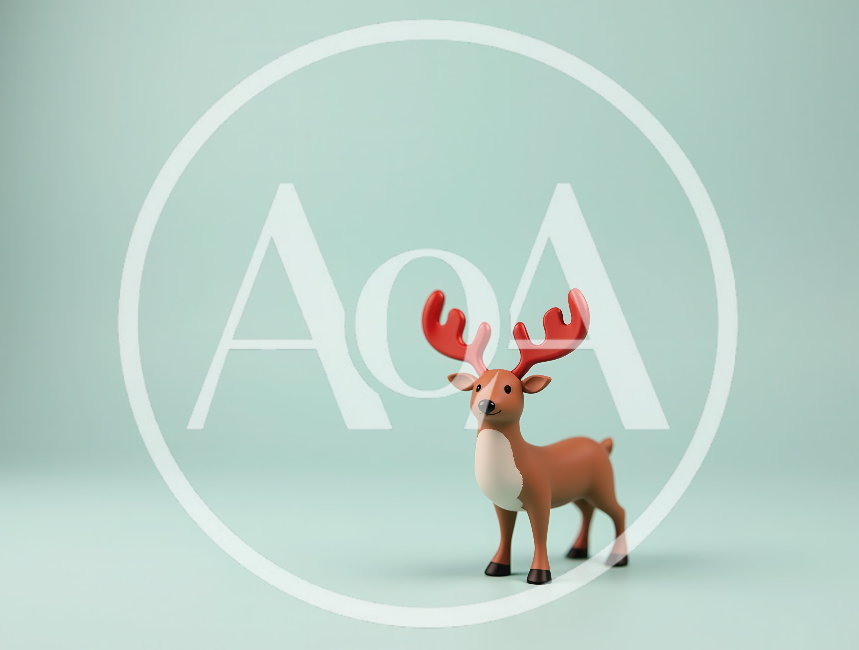 Cute Cartoon Reindeer Figurine on Pastel Background