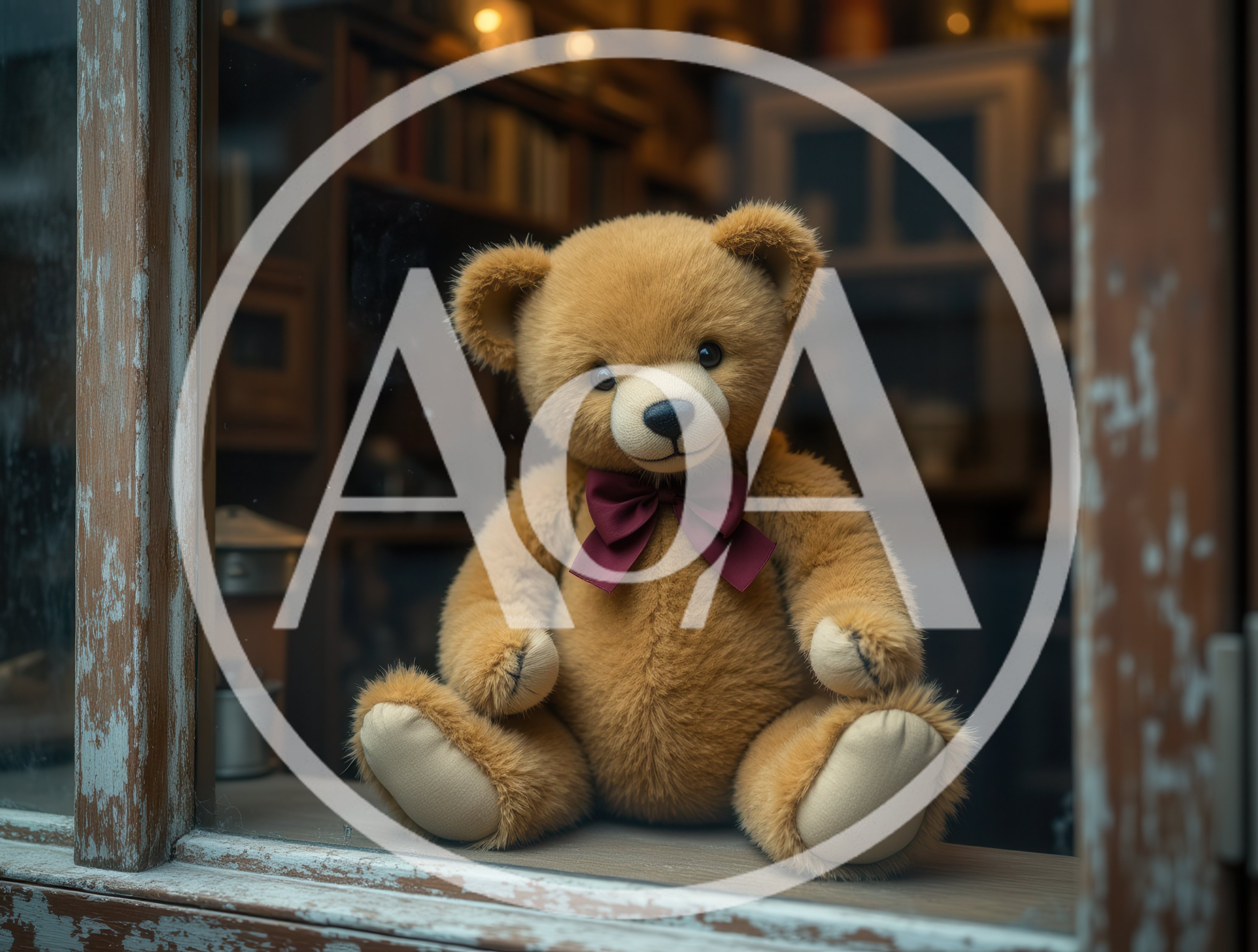 Cute Teddy Bear Sitting In A Shop Window