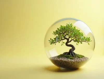 Bonsai Tree Inside A Glass Sphere Terrarium