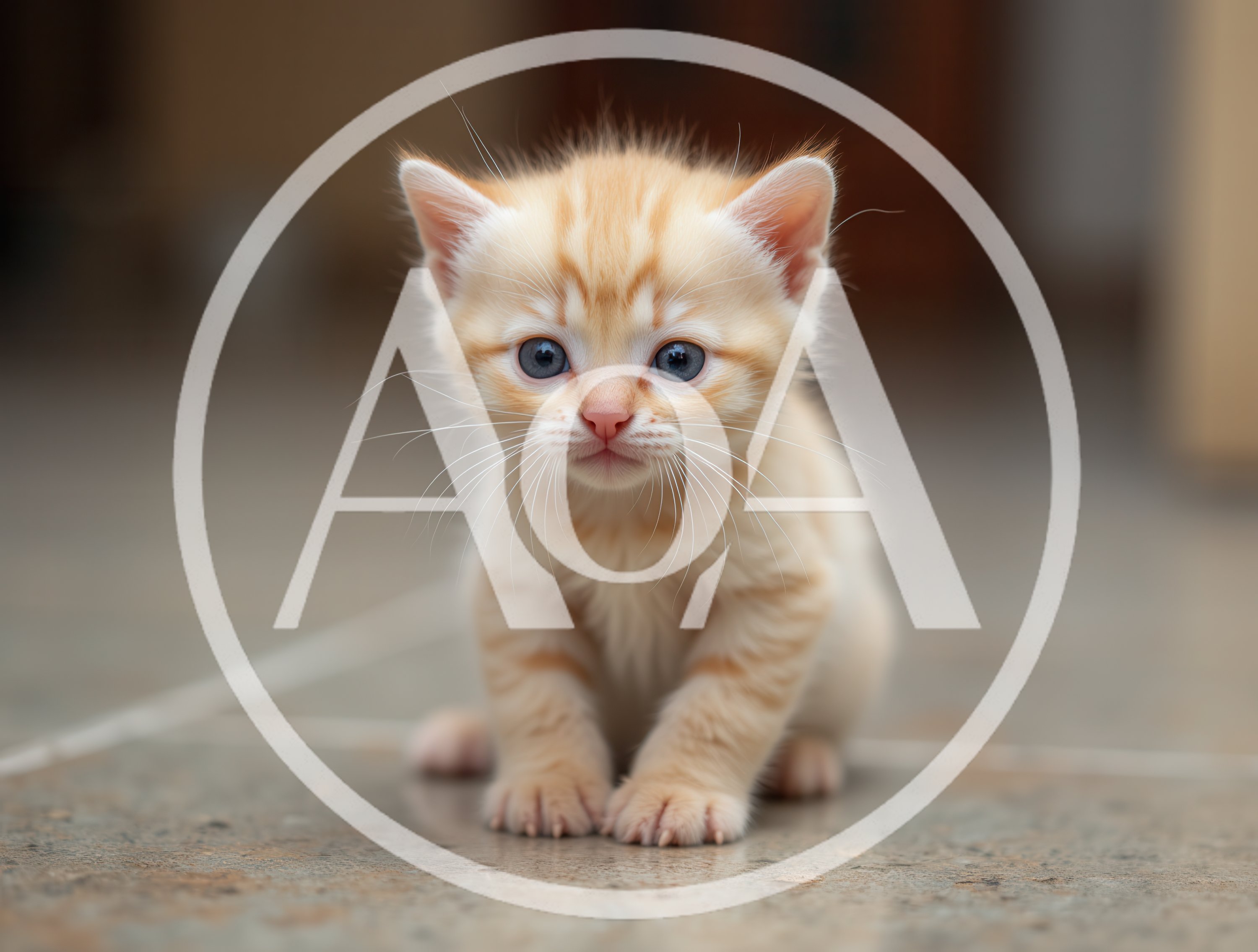 Adorable Ginger Tabby Kitten Sitting On Tiled Floor