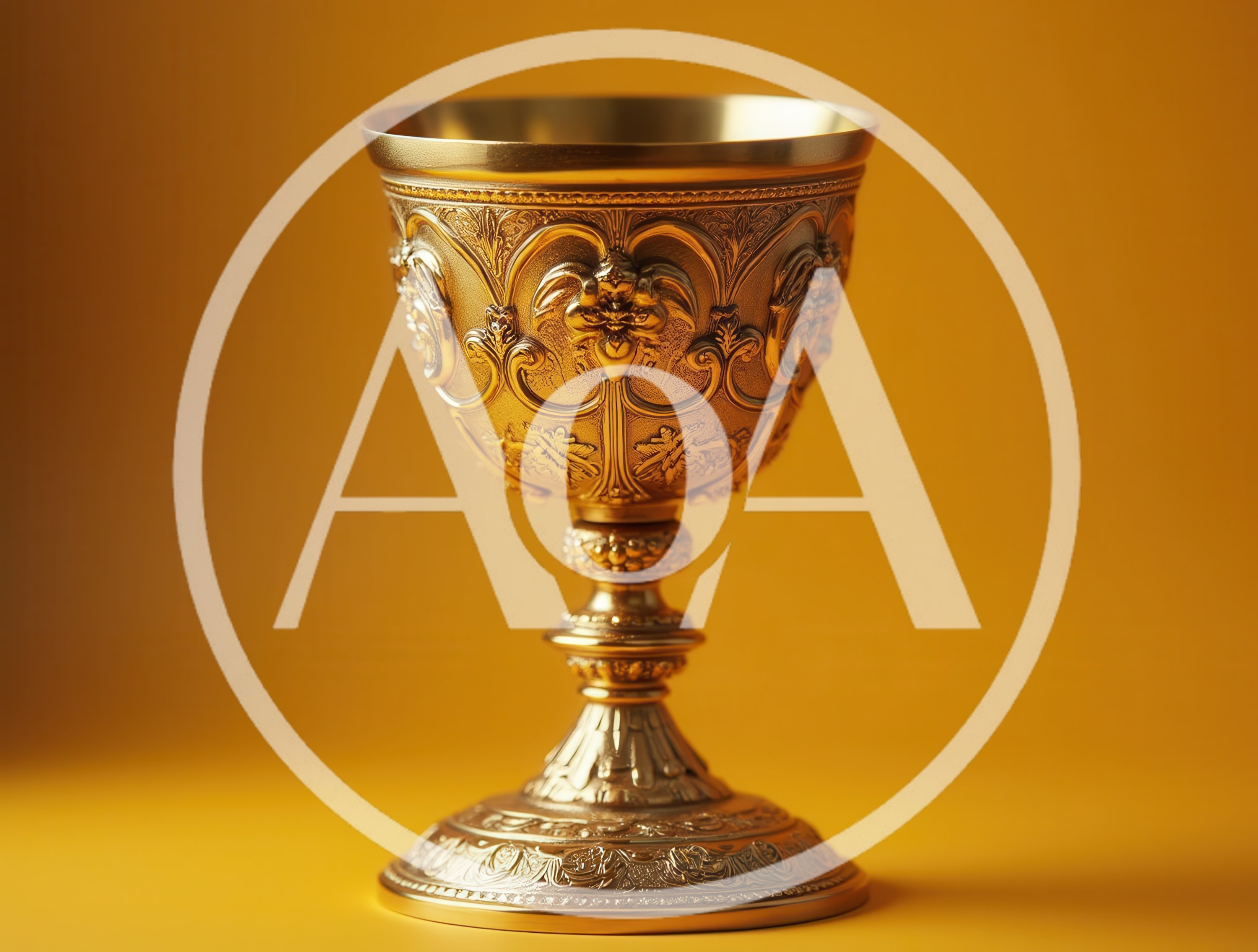 Ornate Golden Chalice On A Solid Yellow Background
