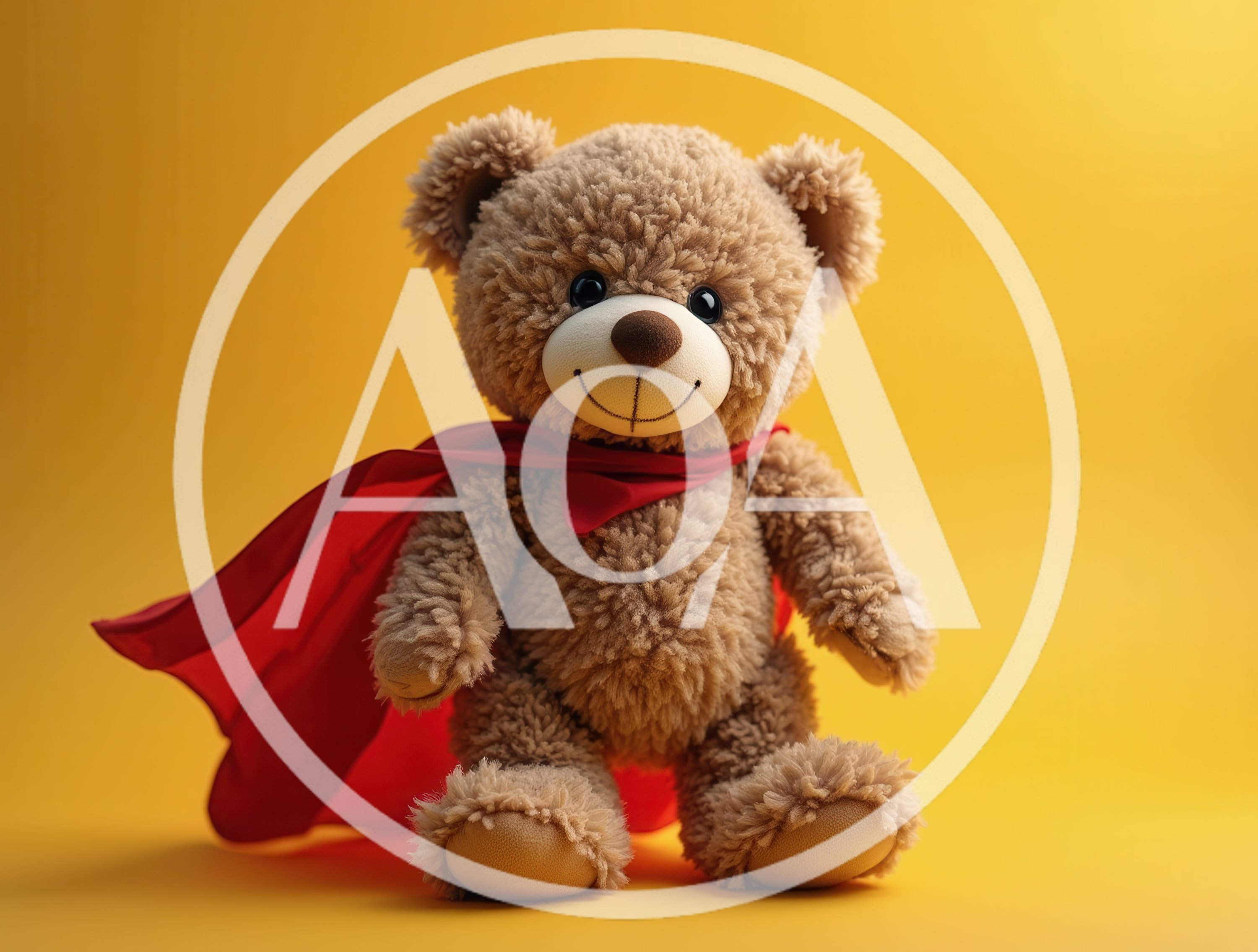 Cute Teddy Bear Wearing A Red Superhero Cape
