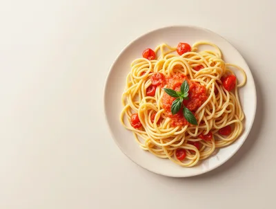 Spaghetti With Tomato Sauce And Fresh Basil
