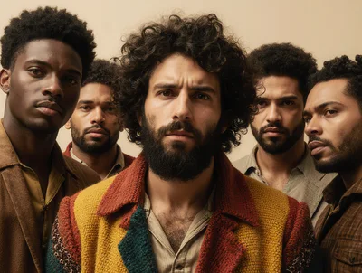 Group Portrait Of Five Diverse Men With Beards