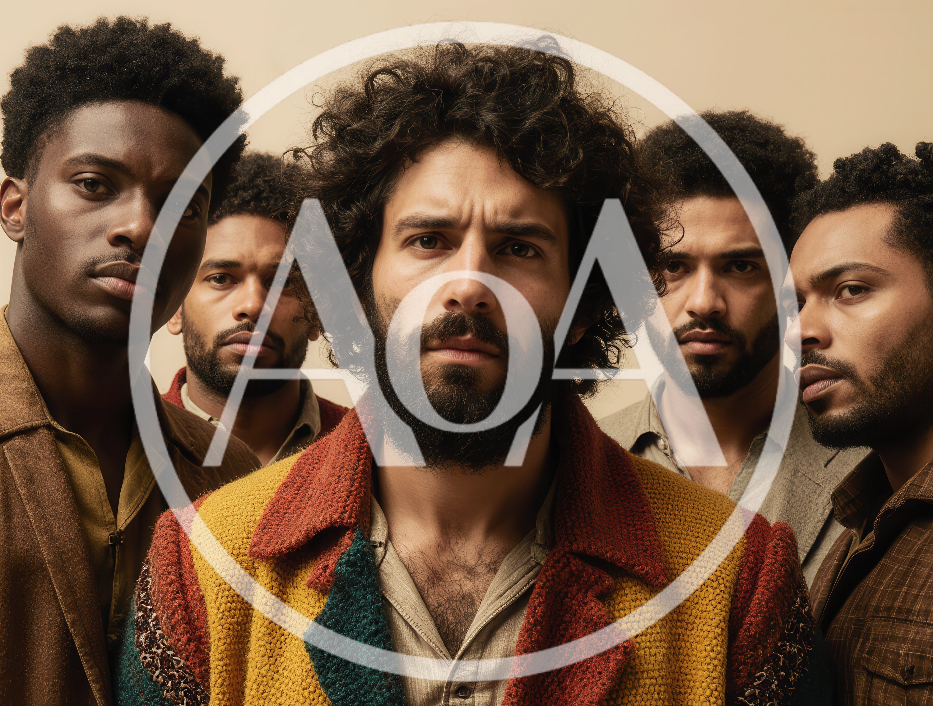 Group Portrait Of Five Diverse Men With Beards