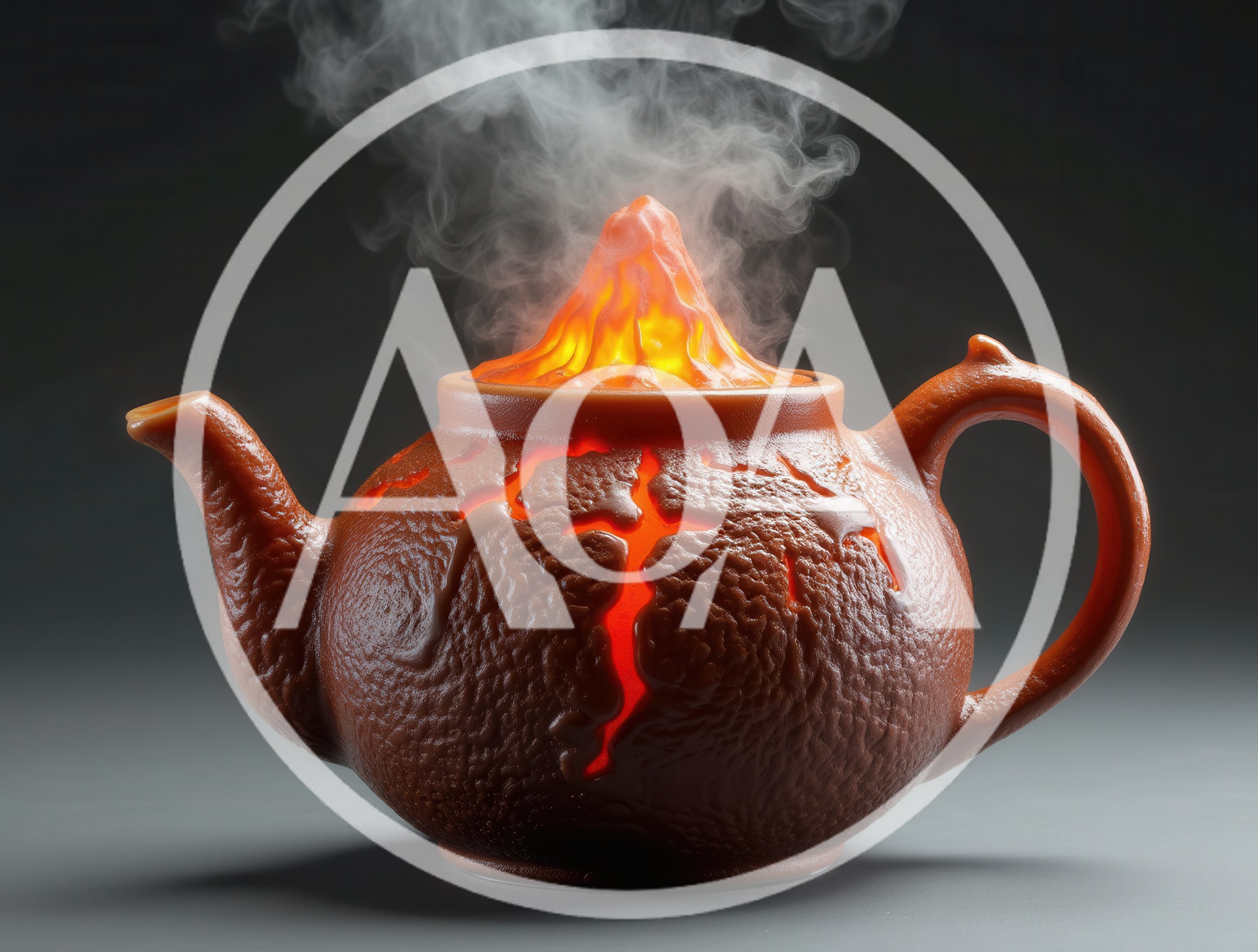 Volcanic Eruption Themed Ceramic Teapot With Glowing Lava