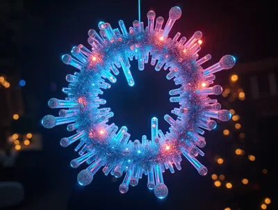 Glowing Neon Christmas Wreath With Glass Spikes