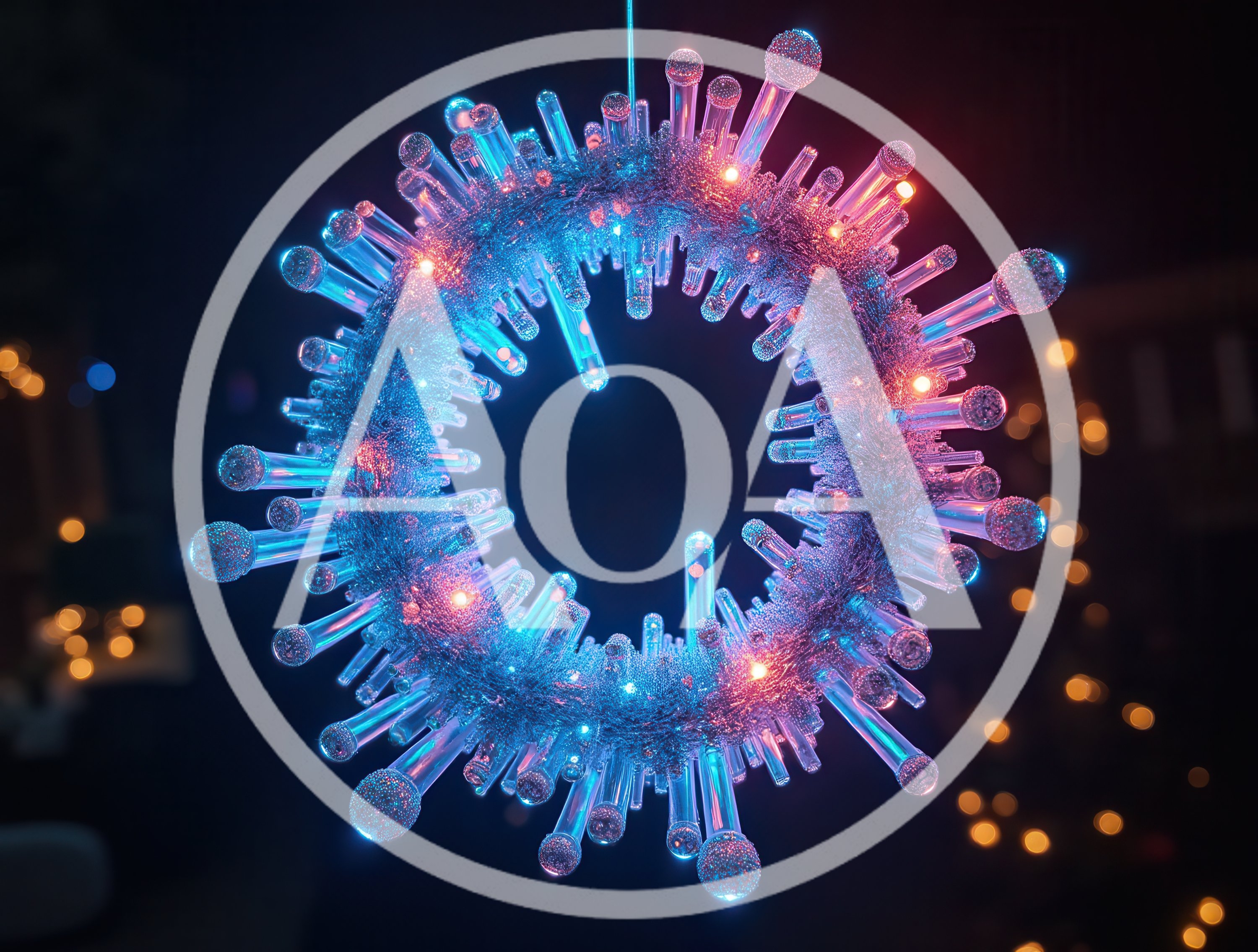 Glowing Neon Christmas Wreath With Glass Spikes