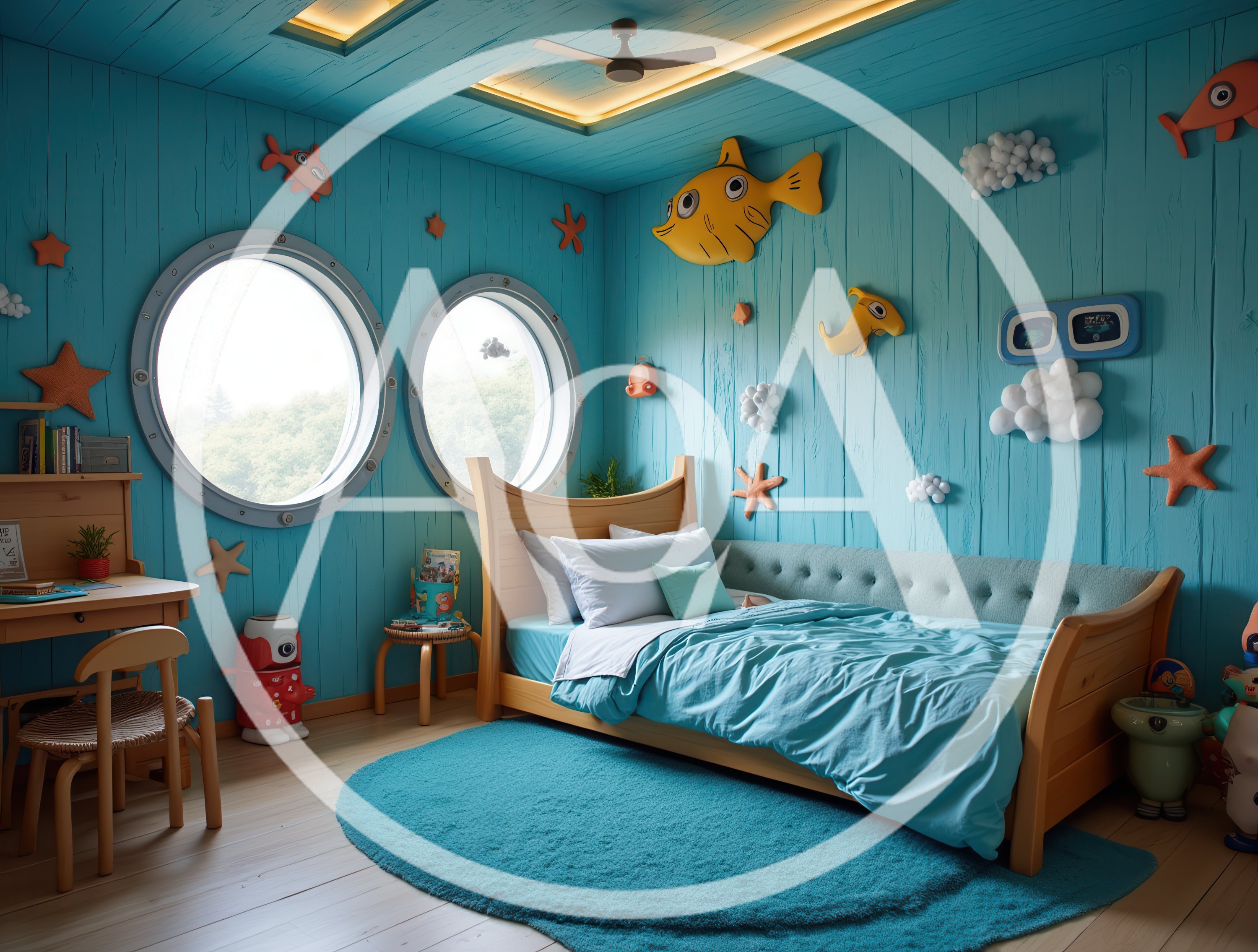 Whimsical Underwater Themed Children Bedroom Interior