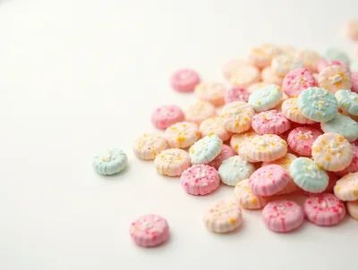 Pastel Colored Candy Mints on White Background
