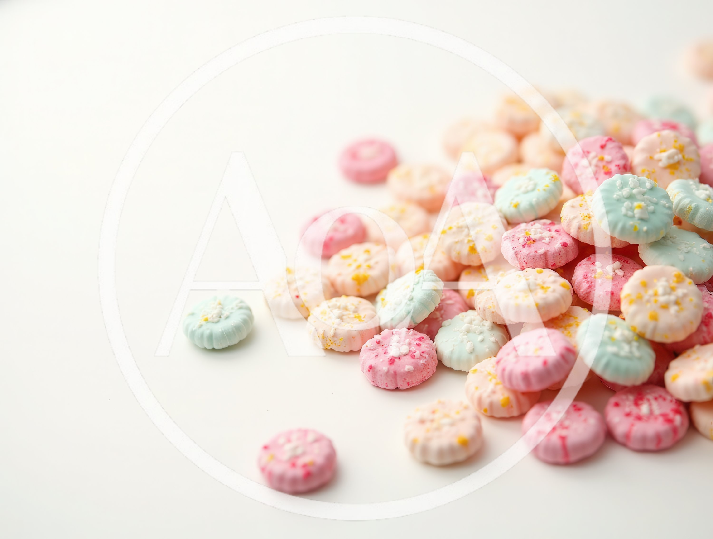 Pastel Colored Candy Mints on White Background