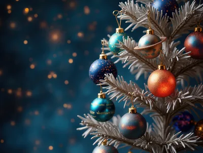 Christmas Tree Decorated With Celestial Ornaments