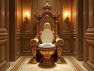 Ornate Golden Throne Toilet in Luxurious Palace Setting