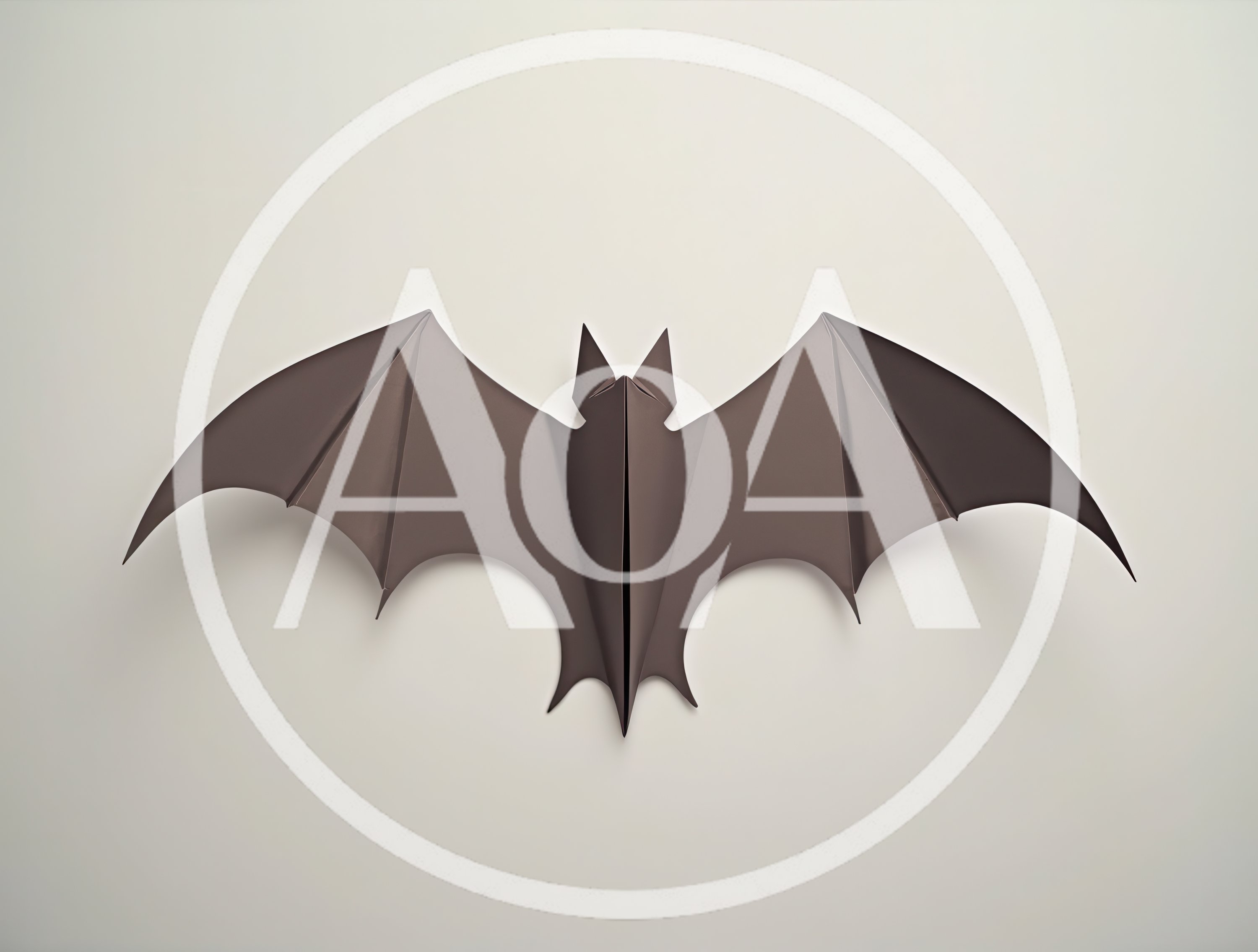 Origami Paper Bat On A Plain Background