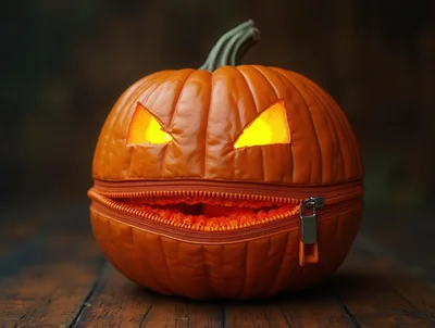 Jack O Lantern Pumpkin With Zipper Mouth