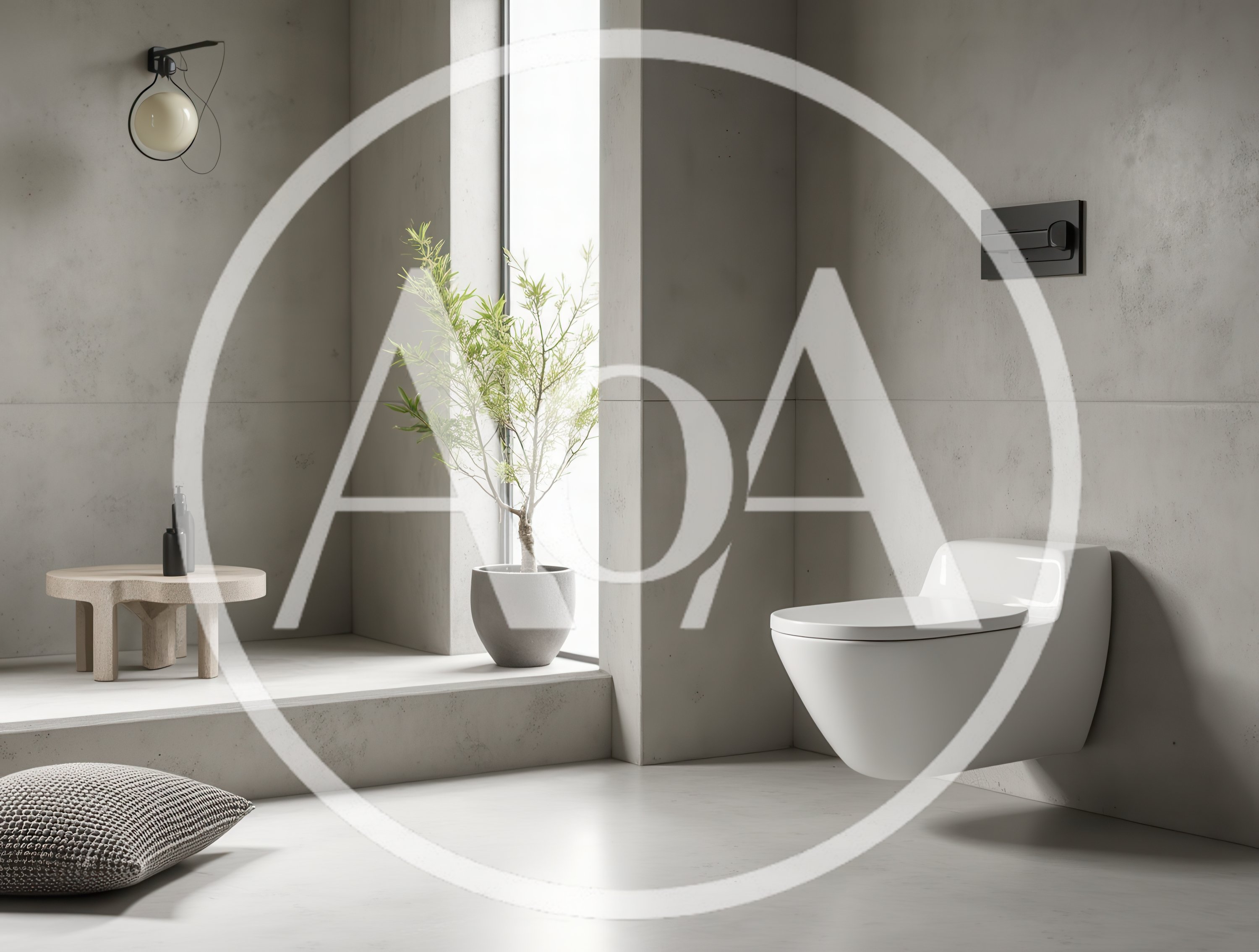Modern Minimalist Bathroom Interior With Floating Toilet