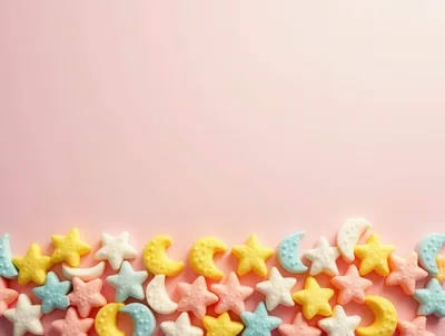 Pastel Moon and Star Shaped Marshmallow Candies