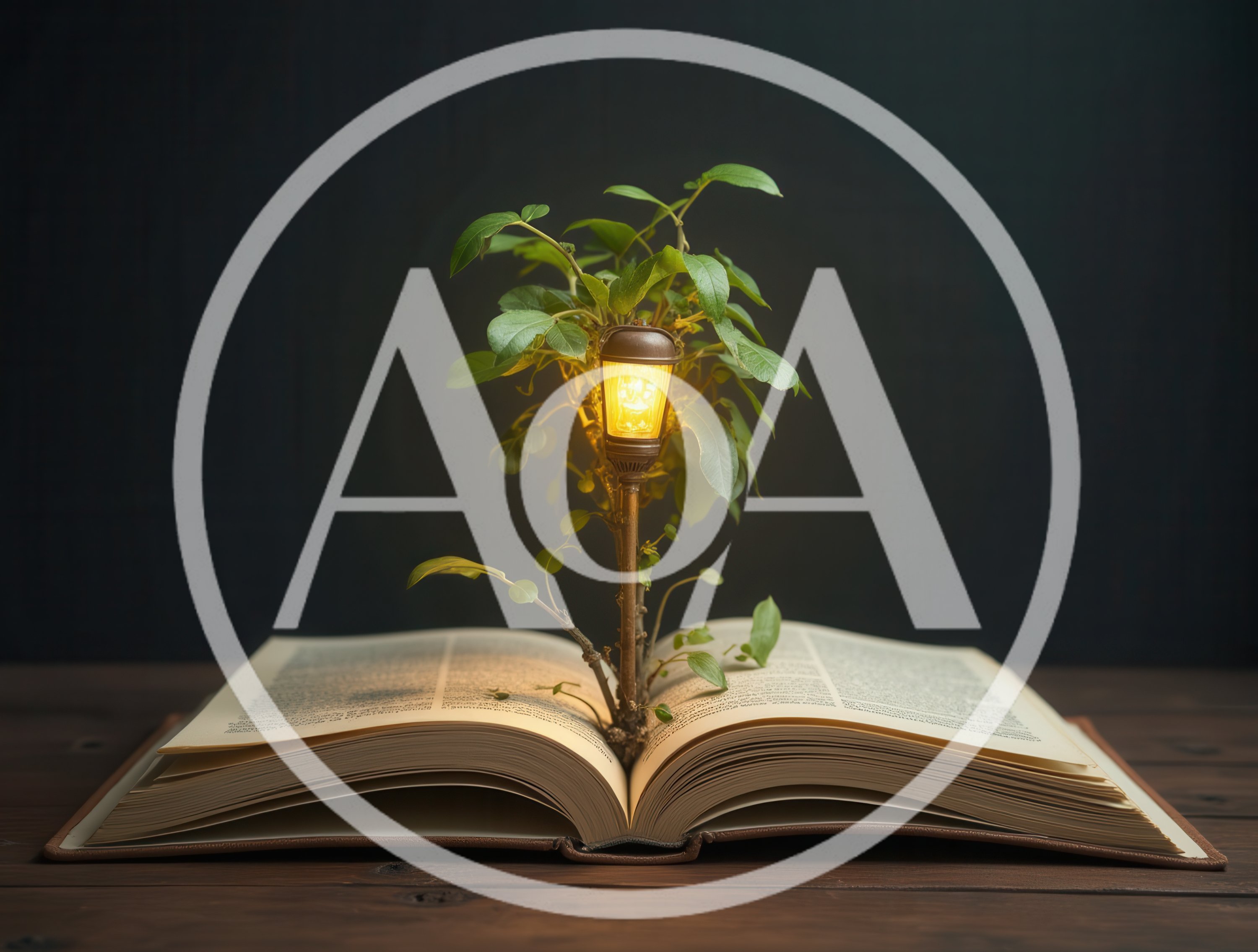 Glowing Lamp Post Growing From An Open Book