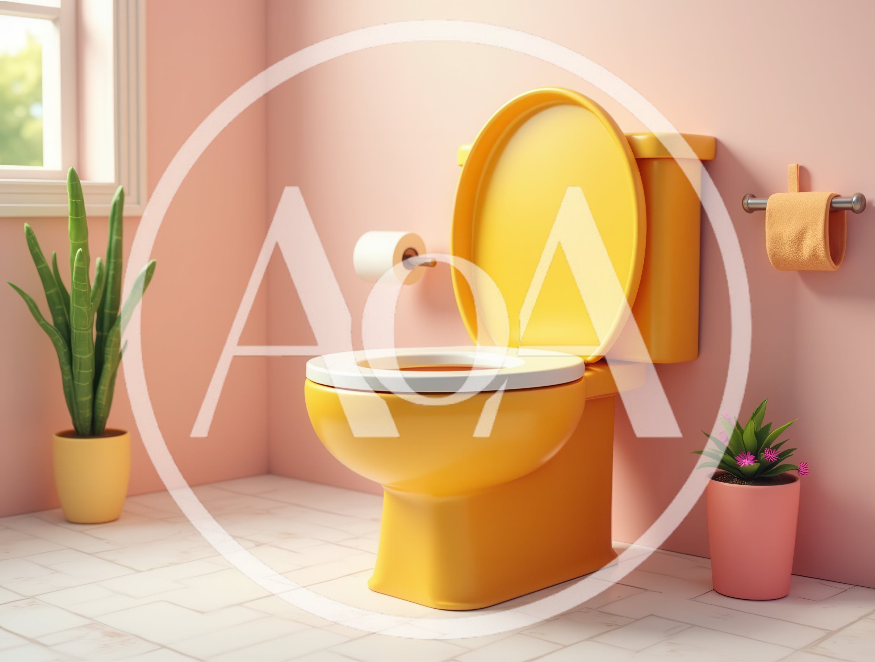 Yellow Toilet in a Modern Pink Bathroom