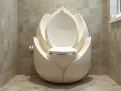 Unique Lotus Flower Shaped Toilet In Modern Bathroom