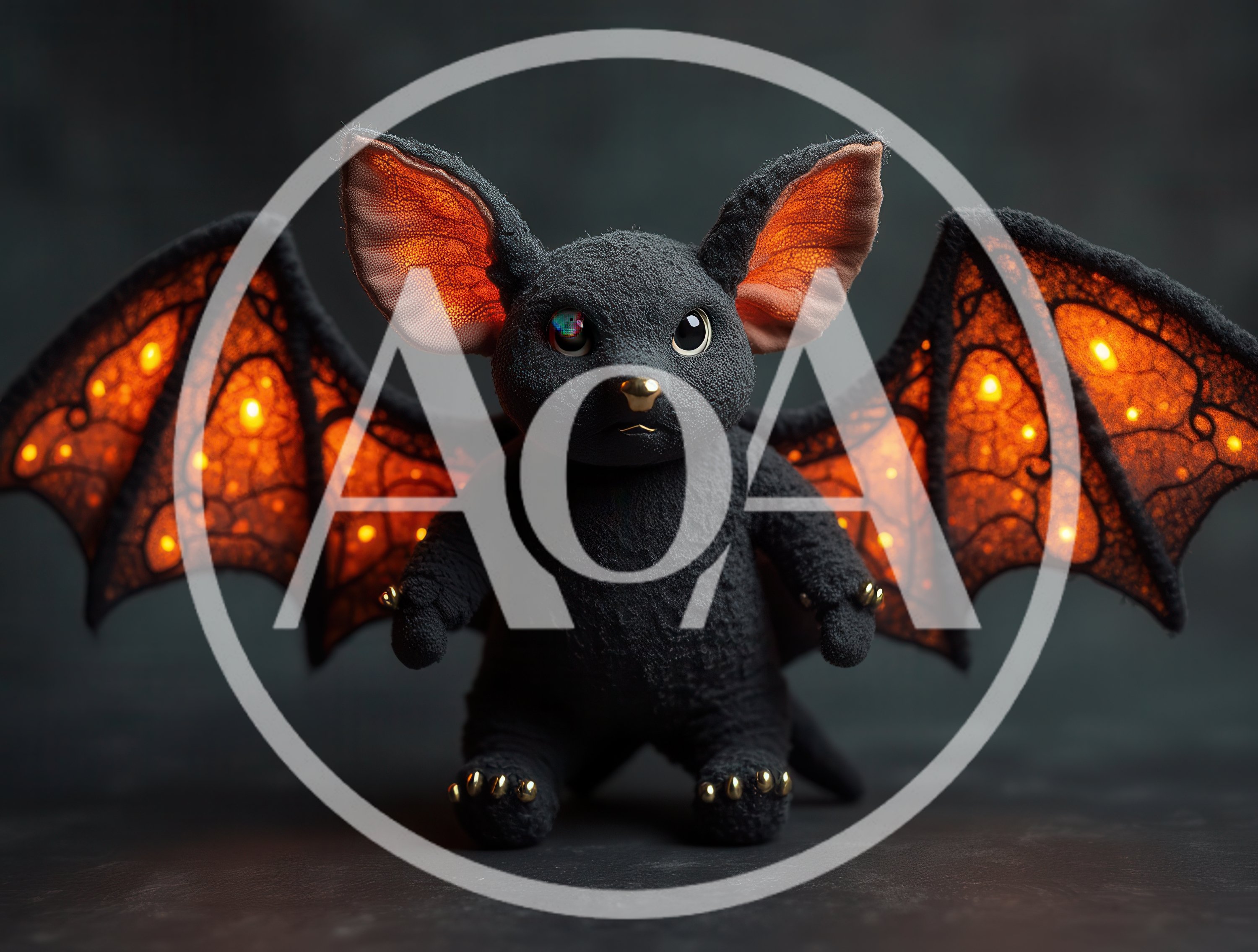 Cute Plush Bat Toy With Glowing Orange Wings