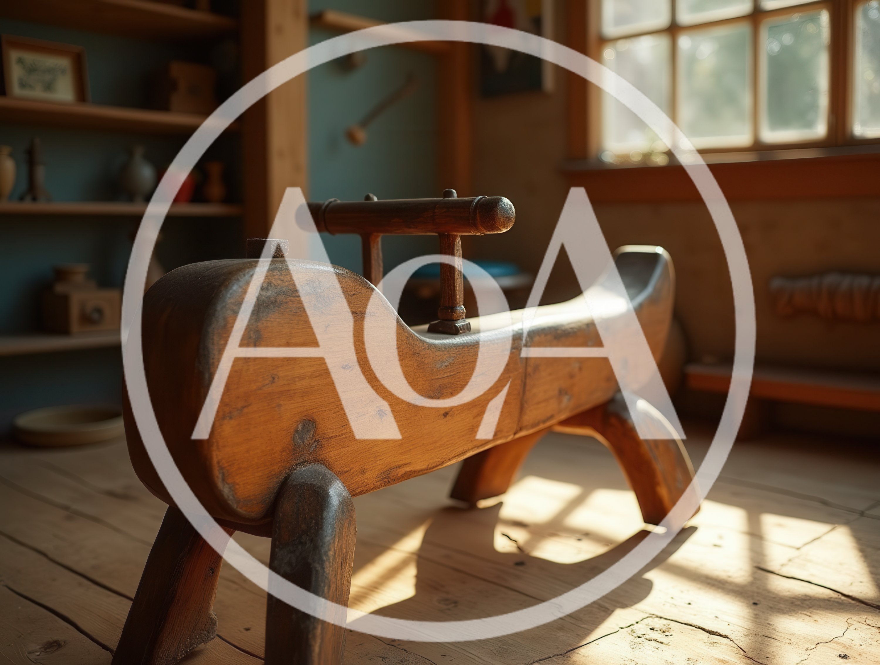 Vintage Wooden Hobby Horse In A Rustic Workshop