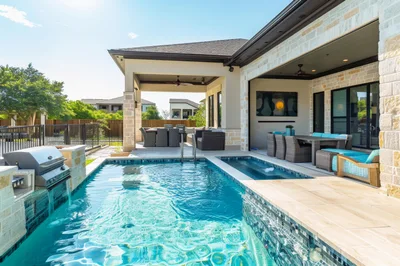 Luxury Outdoor Living Space With Pool And Patio