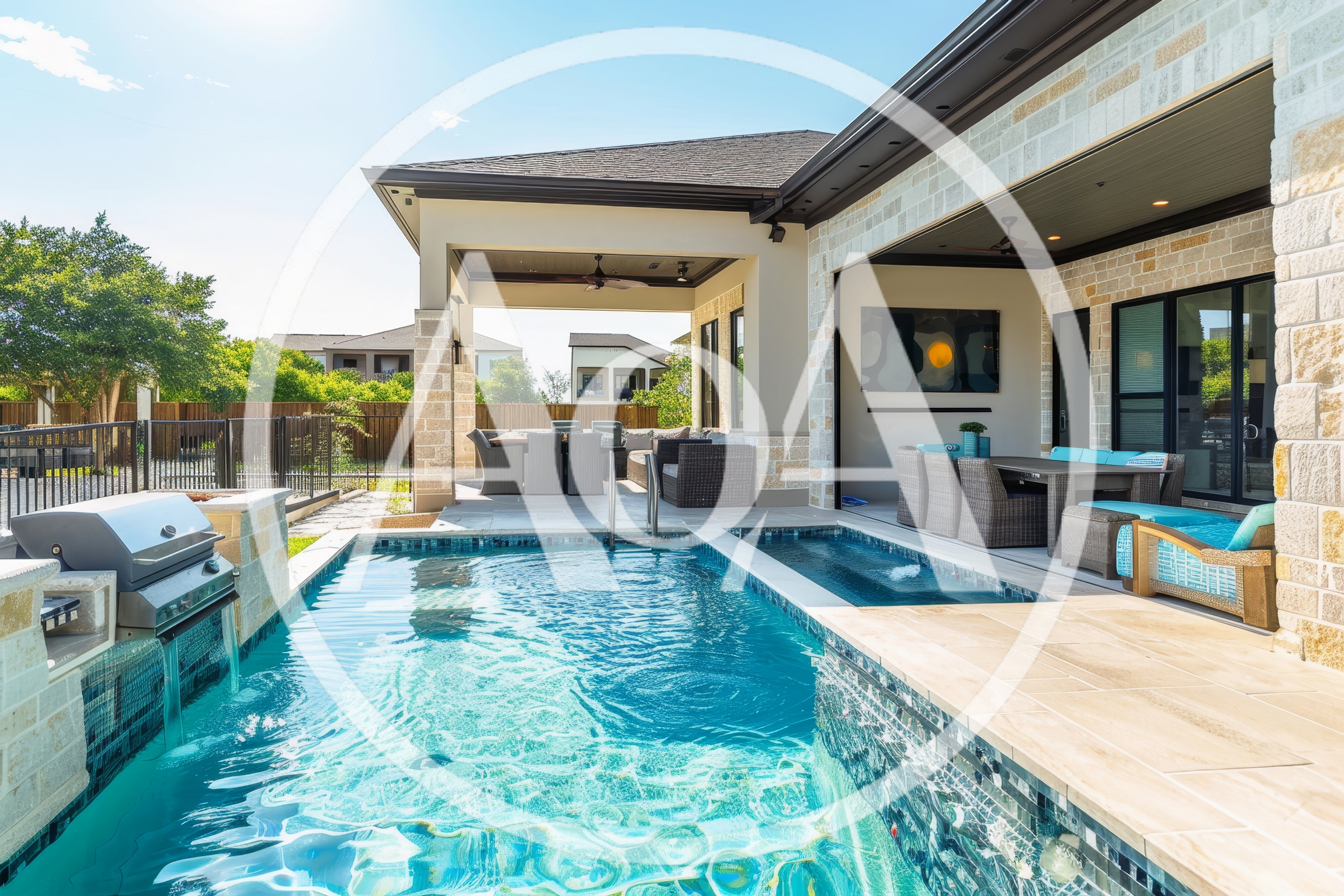 Luxury Outdoor Living Space With Pool And Patio