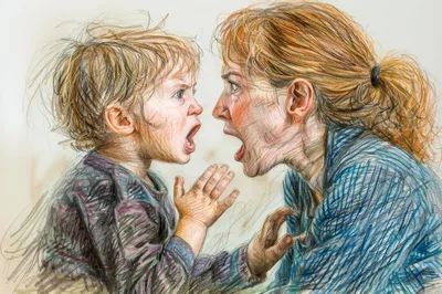 Mother And Child Having A Heated Argument