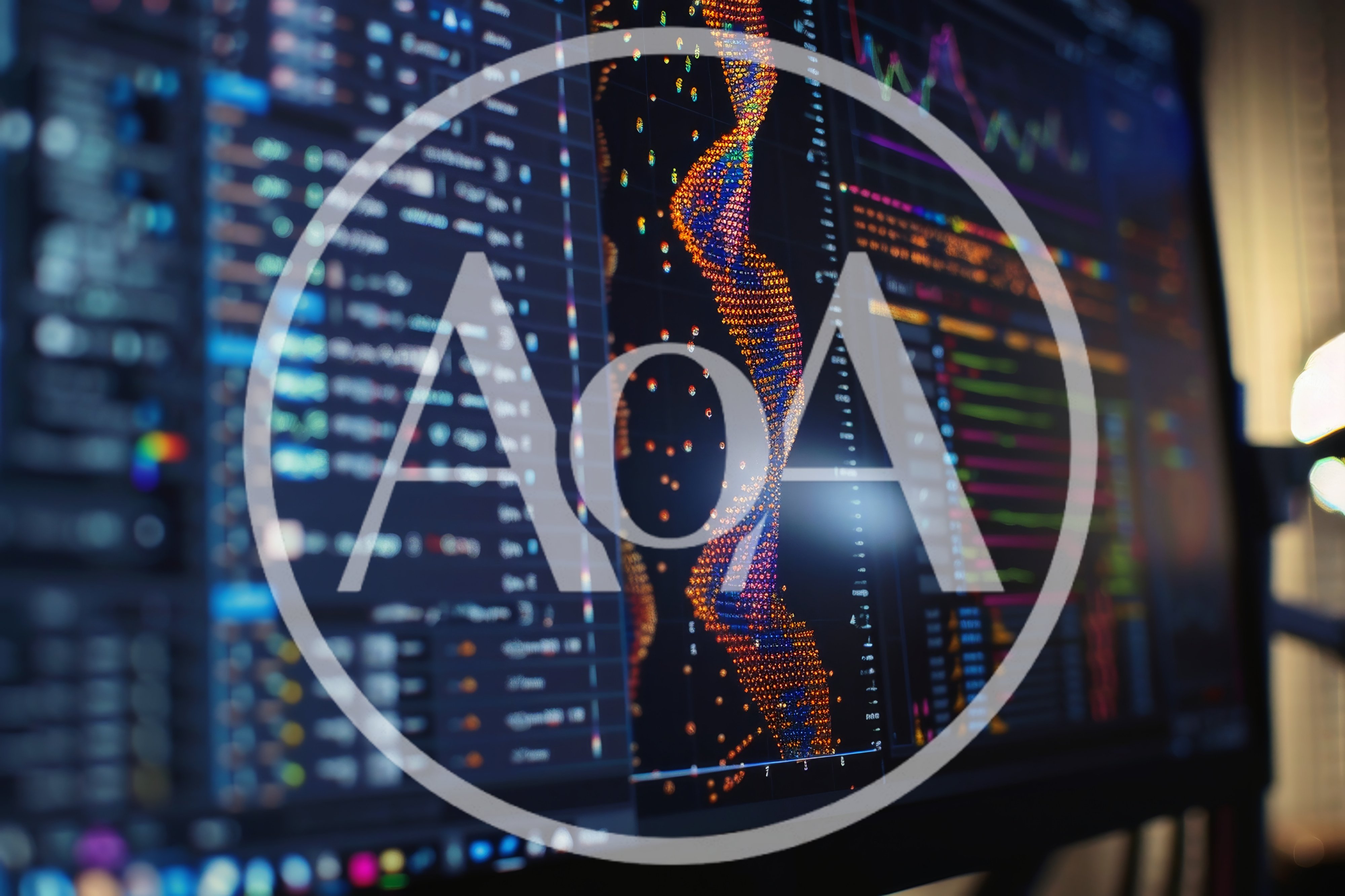 Digital Data Visualization On Computer Monitor