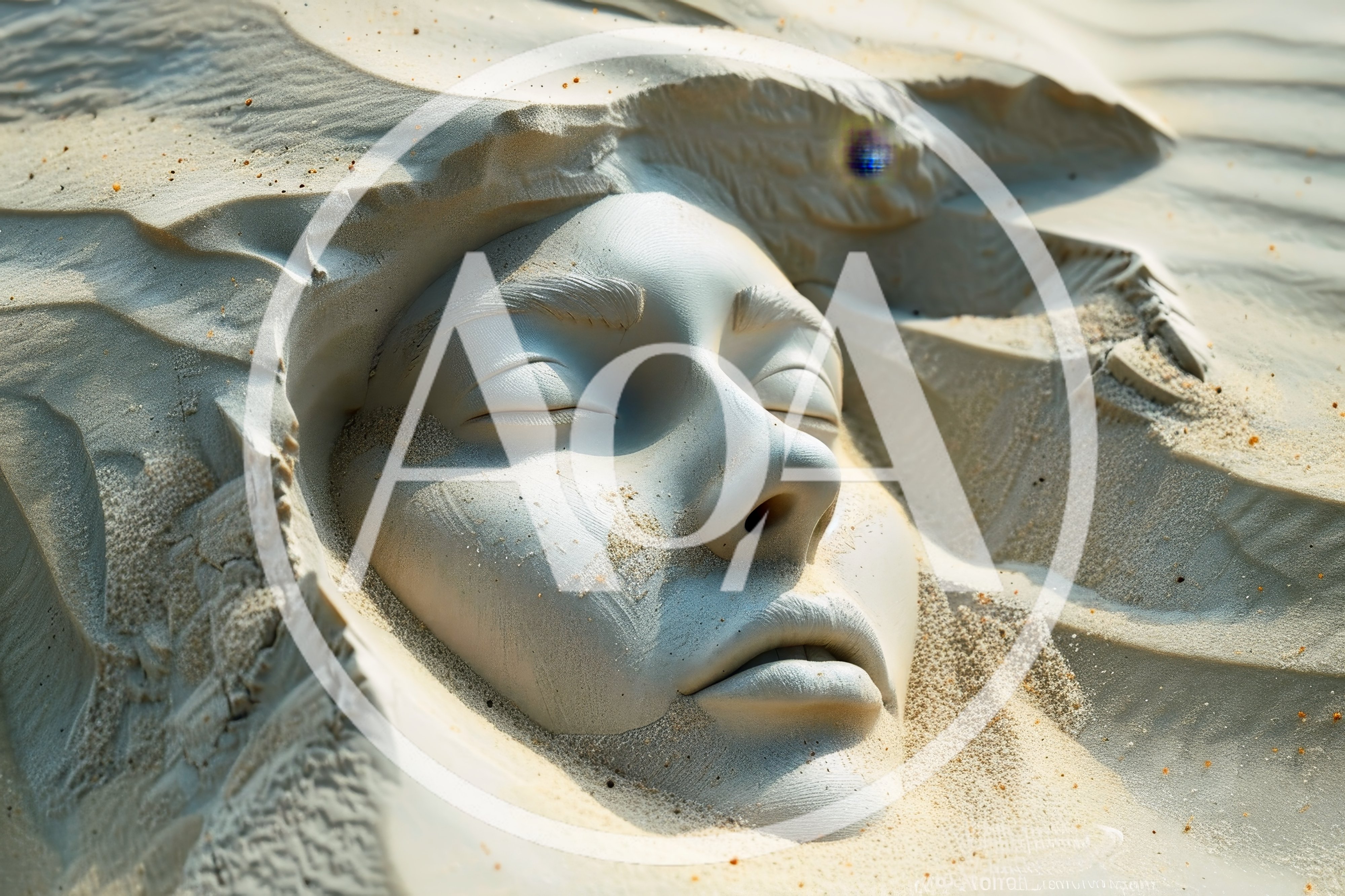 Surreal Sand Sculpture Of A Sleeping Human Face