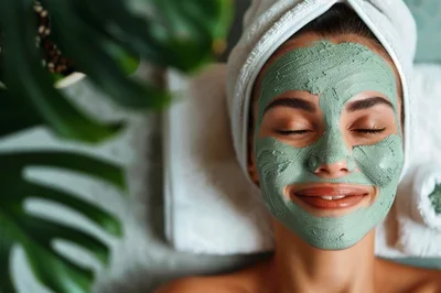 Woman Relaxing With Green Clay Face Mask