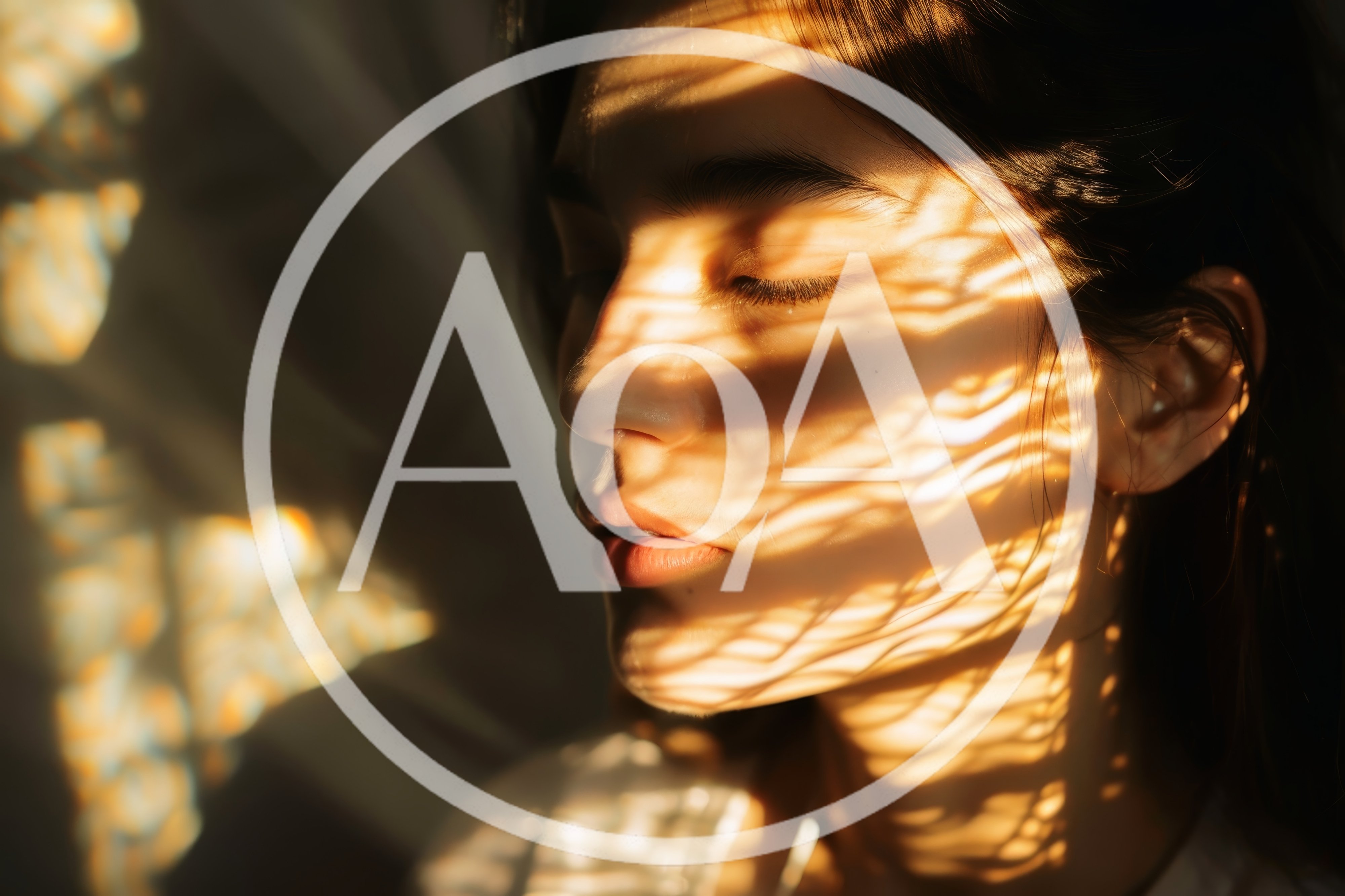 Close Up Portrait Of A Woman With Sunlight Patterns