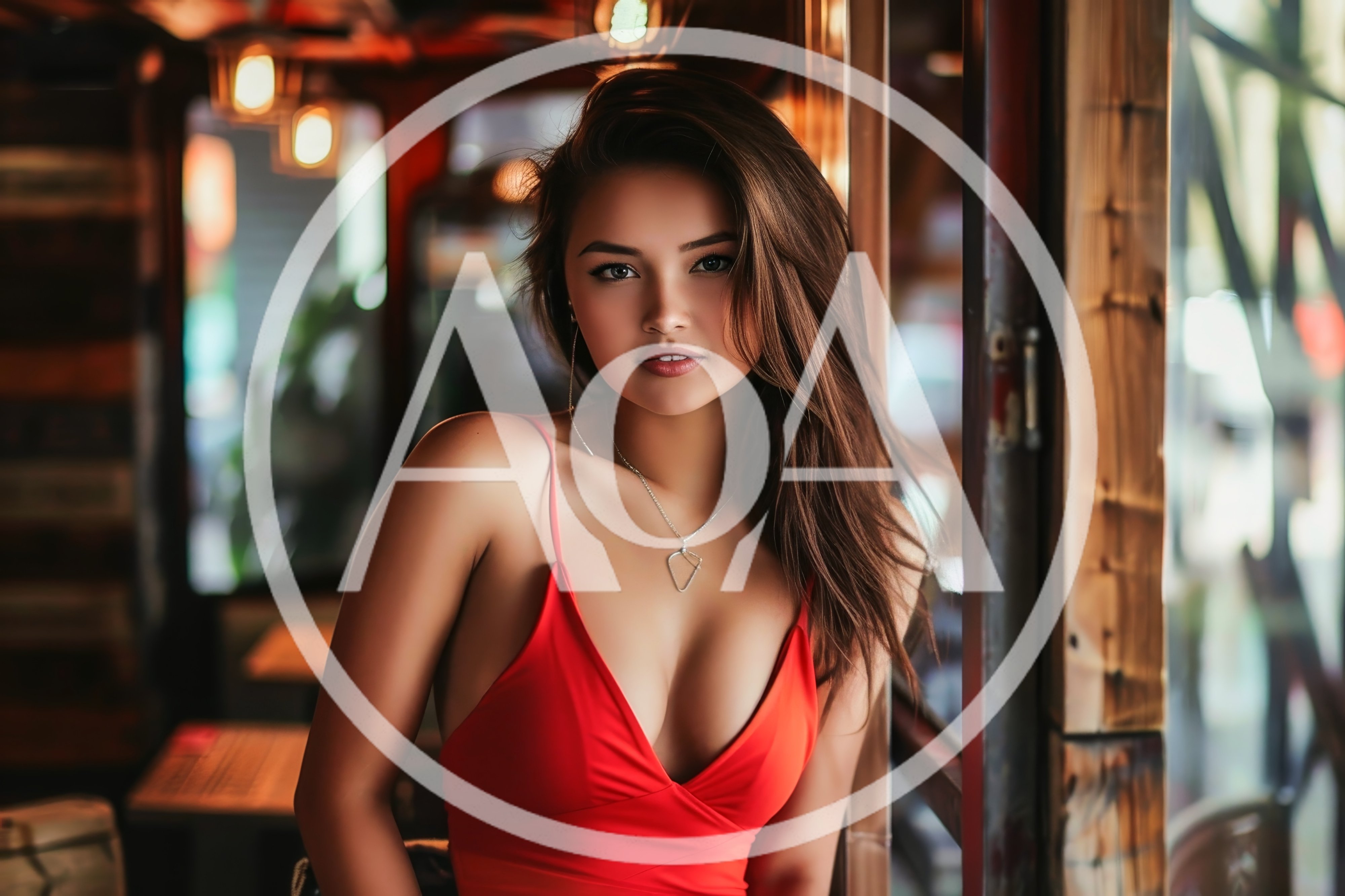 Portrait Of A Beautiful Young Woman In Red Dress