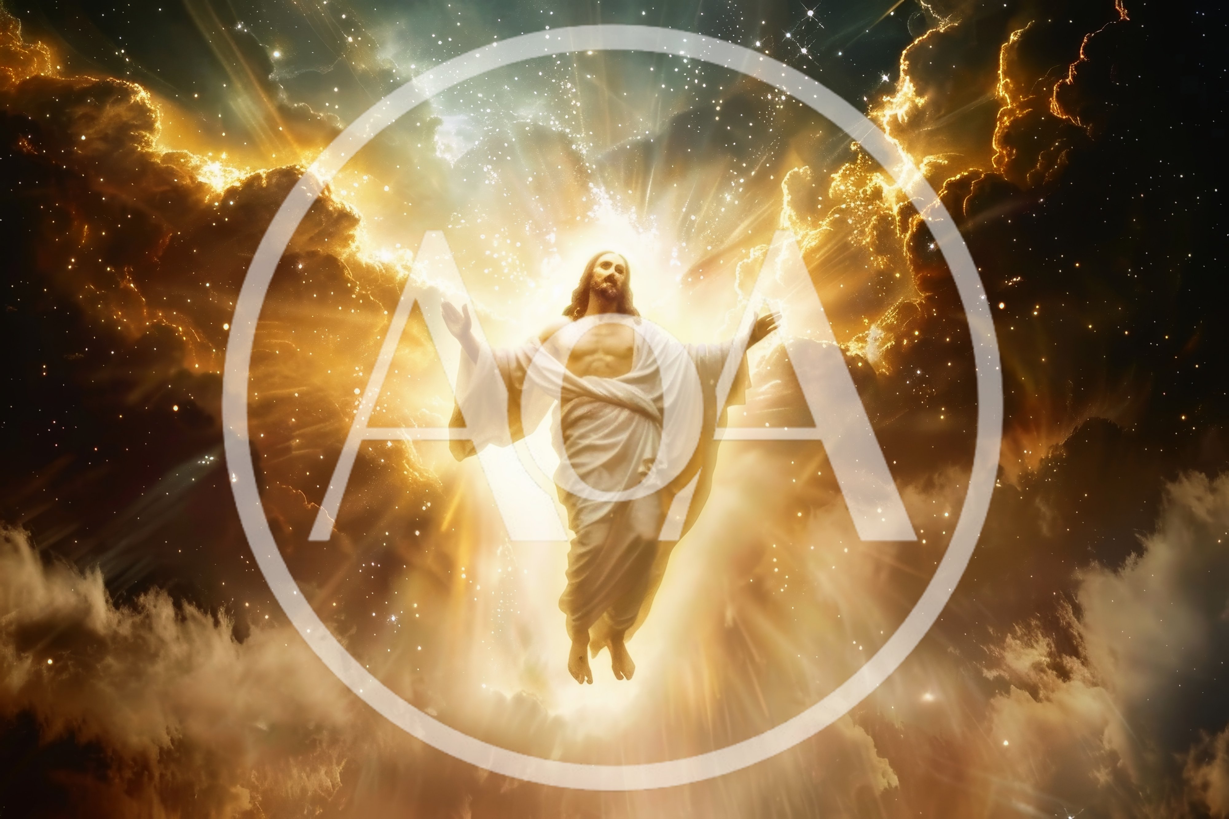 Jesus Christ Ascending Into Heaven With Radiant Light