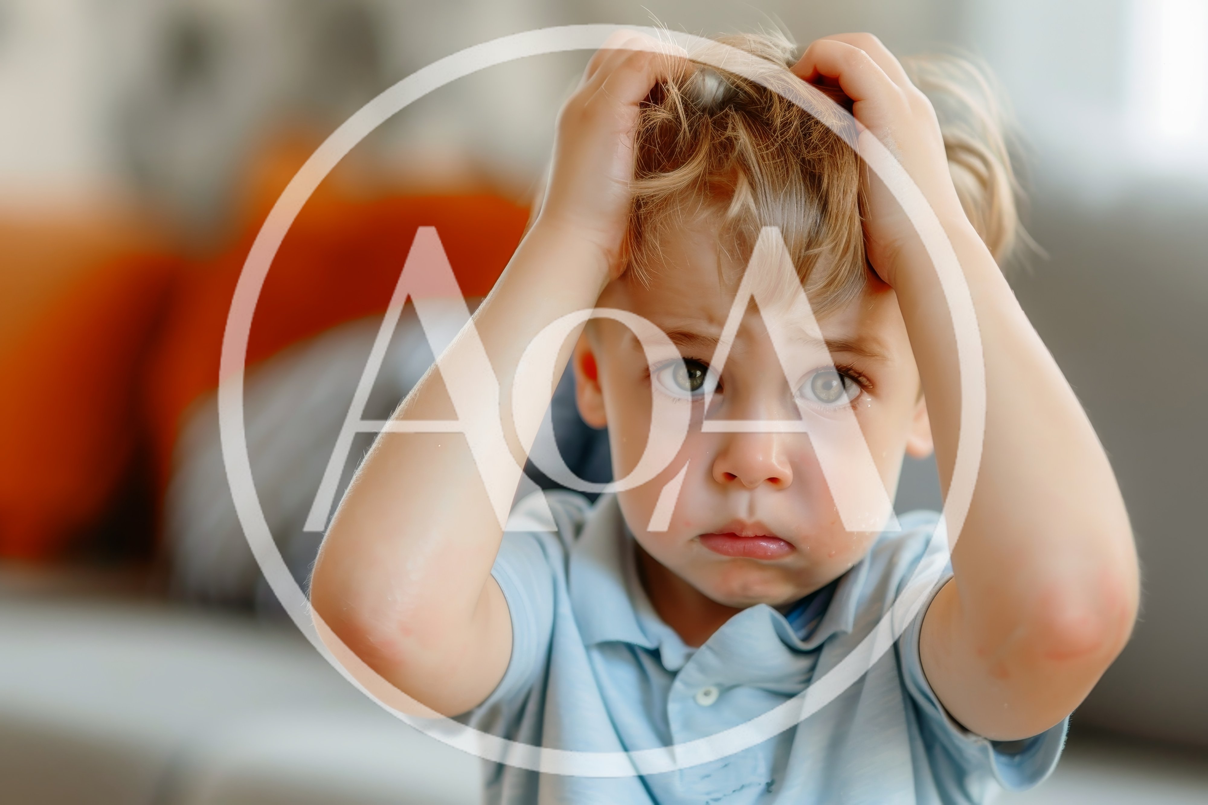 Upset Toddler Boy Holding His Head
